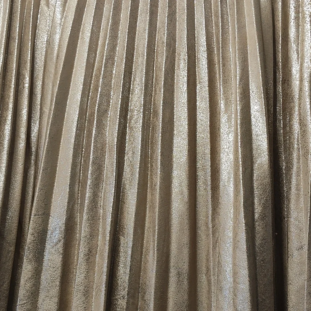 Maeve Shiny Gold Pleated Midi Skirt - Picture 4 of 11